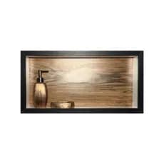 Nicho Banheiro em Porcelanato/Cerâmica Mod Branco com Fundo Madeira 30x60 - bordas em alumínio