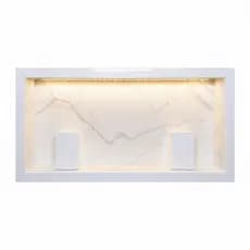 Nicho Banheiro em Porcelanato Mod Cinza com Branco 30x60 com F LED - bordas em alumínio