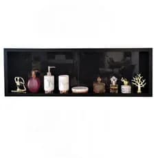 Nicho Banheiro Porcelanato Preto Polido 30x94x11 cm borda de alumínio (duas peças de 47cm)