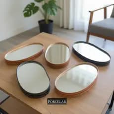 Bandeja Orgânica PEQUENA Espelhada Couro Ecológico Decorativa MARROM/PRETO