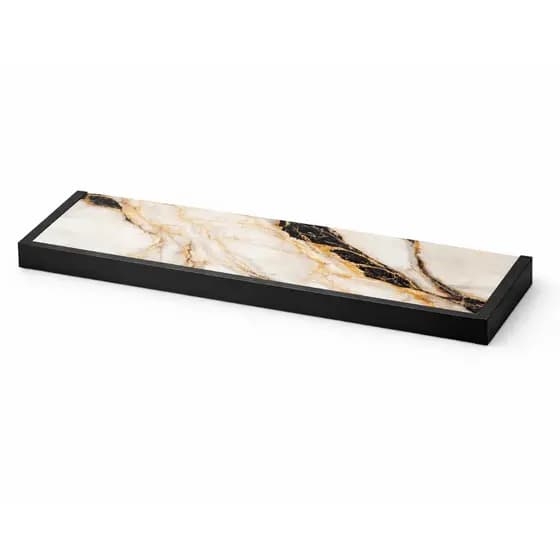 Prateleira De Porcelanato/Cerâmica Mod Branco com Dourado C/Kit de Fixação 70x11cm