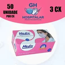 KIT COM 3CX Máscara Descartável Tripla Camada C/elástico Caixa C/50 Pçs Rosa