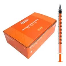 Seringa 1ml Insulina COM/SEM Agulha Medix - 100 unid | Estéril e Fácil de Usar