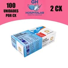 KIT 2CX Luva Nitrílica Azul Sem Pó 100 Unidades Descarpack - Resistente e Isenta de Látex
