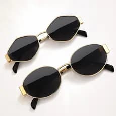 Óculos de Sol Oval e Poligonal da Moda Estilo Retrô de Metal Vintage Tendência Blogueira
