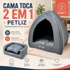 Cama Caminha Casinha Iglu Toca para Cães e Gatos Com Almofada 2 em 1 Inverno e Verão Suede Premium