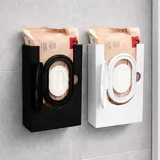 Porta Lenço Umedecido de Parede Organizador Banheiro Preto e Branco Multiuso Sem Furo
