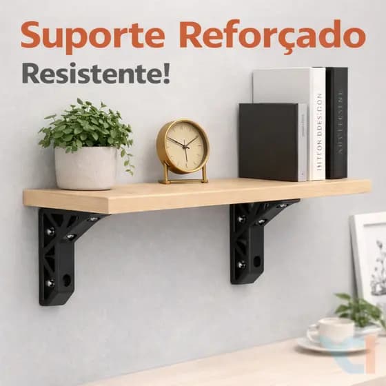 Suporte de Prateleira Reforçado para Parede – Mão Francesa Preta Alta Resistência para Madeira e Nichos
