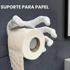 Suporte Papel Higiênico Mão Criativa Sem Furo Porta Rolo Banheiro Dupla Face