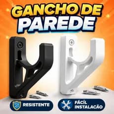 Gancho de Parede Reforçado Suporte Multiuso Preto Branco