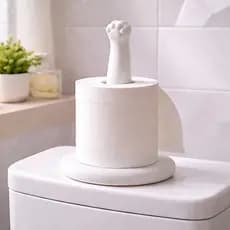 Suporte Porta Papel Higiênico Patinha de Gato Organizador Criativo Banheiro Decorativo