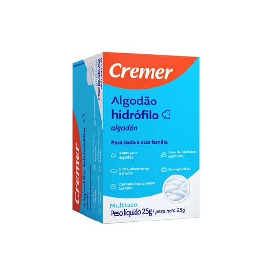Algodão Cremer Hidrófilo Rolo 25g kit 5/10/15 Caixas