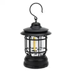 Lampião Led Recarregável Retrô C/ Regulador De Intensidade USB Cor:Preto