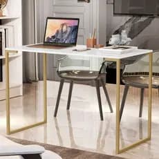 Escrivaninha Mesa de Computador Industrial Para Quarto Home Office 90cm Pes Metal Dourado