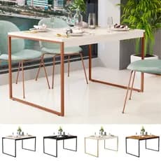 Mesa de Jantar Industrial Para 4 Cadeiras Pés em Aço 105 x 75 cm Bronze