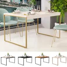Mesa de Jantar 4 Lugares Estilo Industrial Pés em Aço 105 x 75 cm Dourado