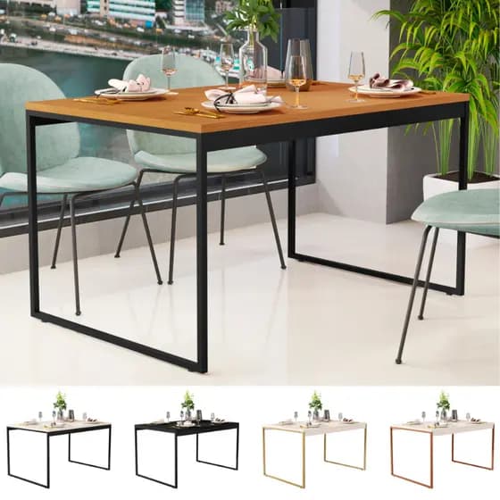 Mesa de Jantar para 4 Cadeiras 105x75 cm Pés Aço Para Cozinha Copa Apartamento