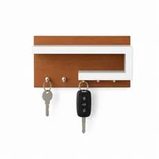 Porta Chaves Organizador Prateleira Premium com Ganchos – Design Moderno em MDF