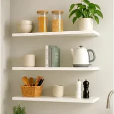 Kit 3 Prateleiras Madeira maciça MDF de Alta Qualidade Decorativo Flutuante com Suporte Invisível 45x20 | 45x15