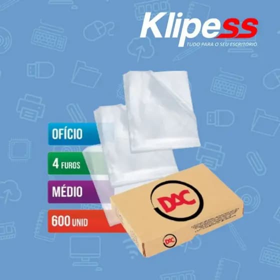 Envelope Plástico Ofício 4 Furos Medio, Caixa Com 600 unidades Dac.