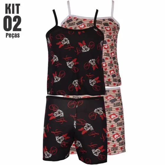 Kit Com 2 Pijamas Baby Dool Infantil Roupa de Dormi Criança Menina