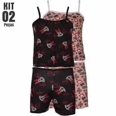Kit Com 2 Pijamas Baby Dool Infantil Roupa de Dormi Criança Menina