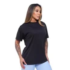Camiseta feminina academia longa veste legging tapa bumbum over treino Dry fit liso