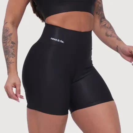 Short Feminino Fitness Short Cintura Alta com Compressão Zero Transparência