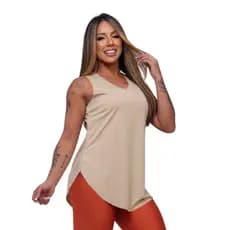 Regata feminina Over Academia Treino Longa veste legging Tapa bumbum treino dry fit liso