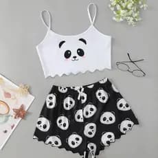 Pijama Feminino Baby Doll Estampado Virginia curto - Confortável, leve e ideal para Presente