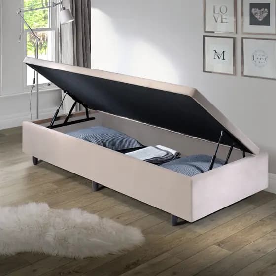 Base Box Baú Solteiro 88x188x42cm Suede Bege
