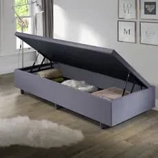 Base Cama Box Baú Solteirinho 78x188x42cm Suede Cinza em madeira de eucalipto Solteiro