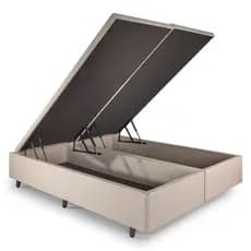 Base Box Baú Queen Size 158x198 cm Linho Bege – Cama com Baú