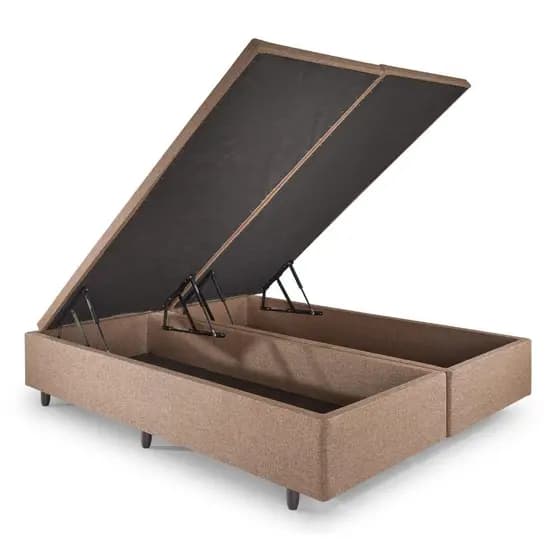 Cama Box Baú Queen 158x198cm Linho Marrom com Pistão a Gás