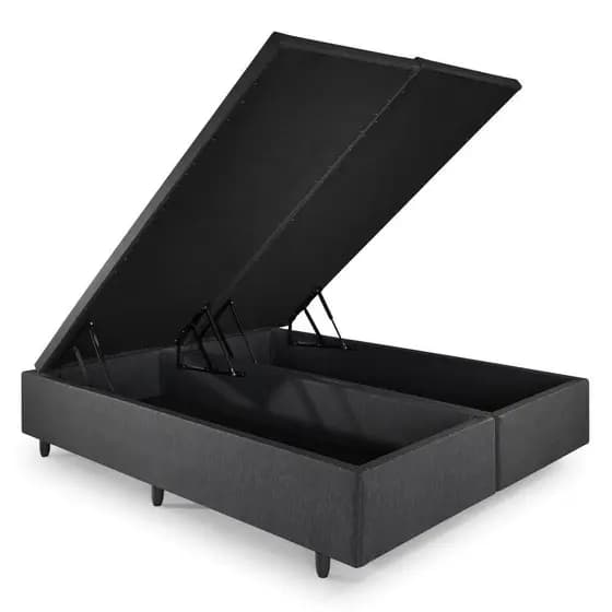 Base Box Baú Queen 158x198x42 Courino Linho Preto