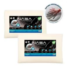 Kit 2 travesseiros nasa viscoelástico Duoflex cor amarelo claro 50x70x13