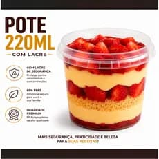 Potes Redondo Premium C/Lacre 220ml Bolo No Pote