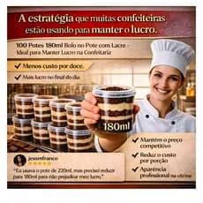 100 Potes Redondo Premium Lacre 180ml Bolo No Pote Mini PUDIM