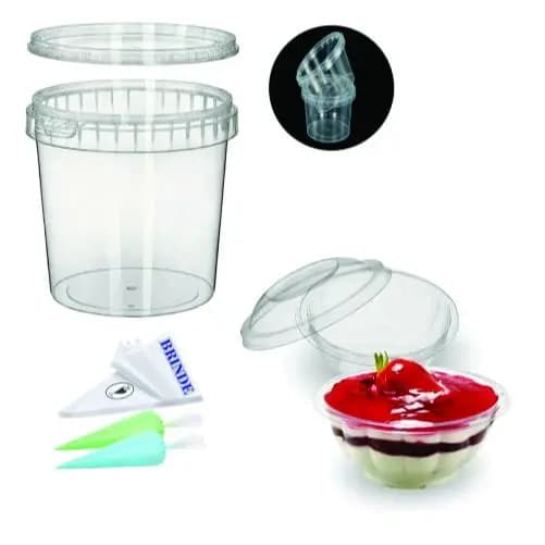 KIT Confeitaria 25 Potes Mousse G680 250ml + 50 Potes Redondo 220ml Lacre  +   B R I N D E