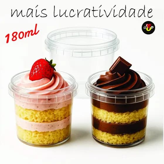 Pote Redondo Premium C/Lacre 180ml Bolo No Pote Pudim