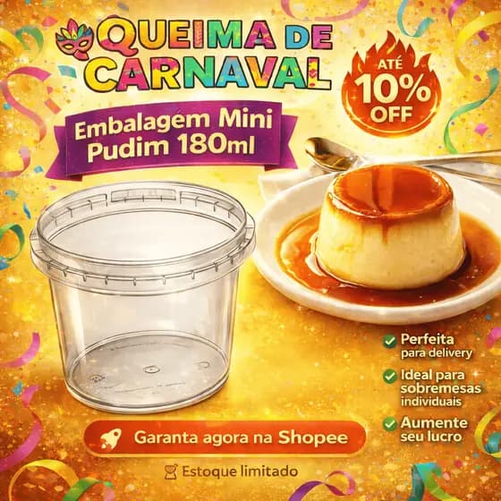 100 Embalagem Mini Pudim Forneável 180ml Pote Lacre 180ml Bolo No Pote
