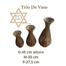TRIO DE VASO_JUNCADO DECORATIVOS-LUXO