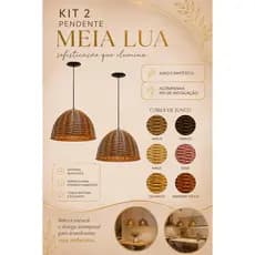 KIT 2 PENDENTE LUMINÁRIA MEIA LUA RÚSTICO