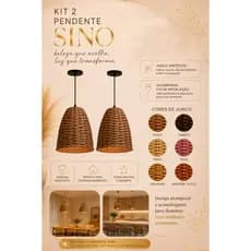 Kit 2 de Pendente de Junco Luminária