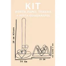 Kit Porta Papel Toalha + Porta Guardanapos_Coração