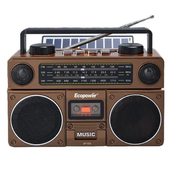 Rádio Portátil Retrô Com Bluetooth USB e FM/AM/SW – Caixa de Som Com Bateria Recarregável (EP-F315 ecopower )