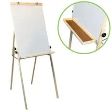 Cavalete Porta Bloco Compacto Flip Chart Quadro Branco 90x60 Premium Madeira