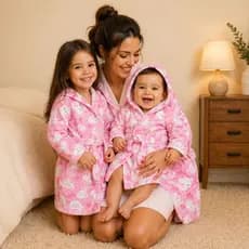 Roupão Infantil Atoalhado Nuvem Rosa com Capuz do Baby ao 14 / Pos Banho e Piscina