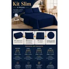 Kit Coberdrom Slim 4 Peças Solteiro-Casal-Queen-King  + Lençol de Elastico