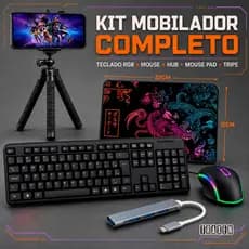 Kit Gamer Mobilador com Teclado Mouse e Pad Estampado Speed Tripe Completo